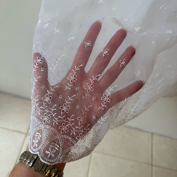 Girl WHITE Nylon Party Circle Dress Sheer unlined baby doll SZ 12 Halloween - Picture 6 of 9